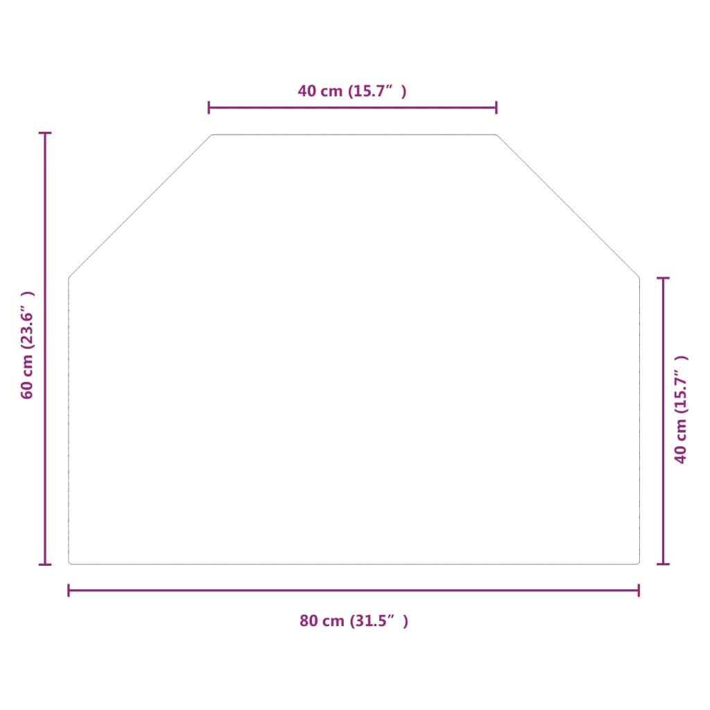 Placă de sticlă pentru șemineu, hexagonală, 80x60 cm - Lando