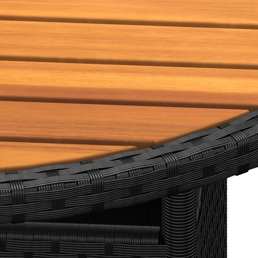 Masă de grădină, negru, Ø80x75cm, lemn de acacia/poliratan - Lando