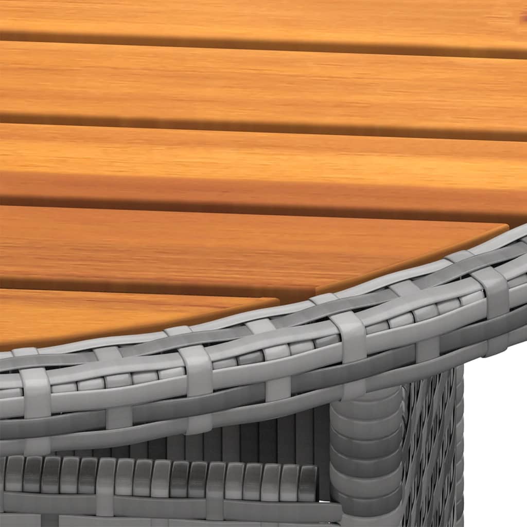 Masă de grădină, gri, Ø80x75cm, lemn de acacia/poliratan - Lando