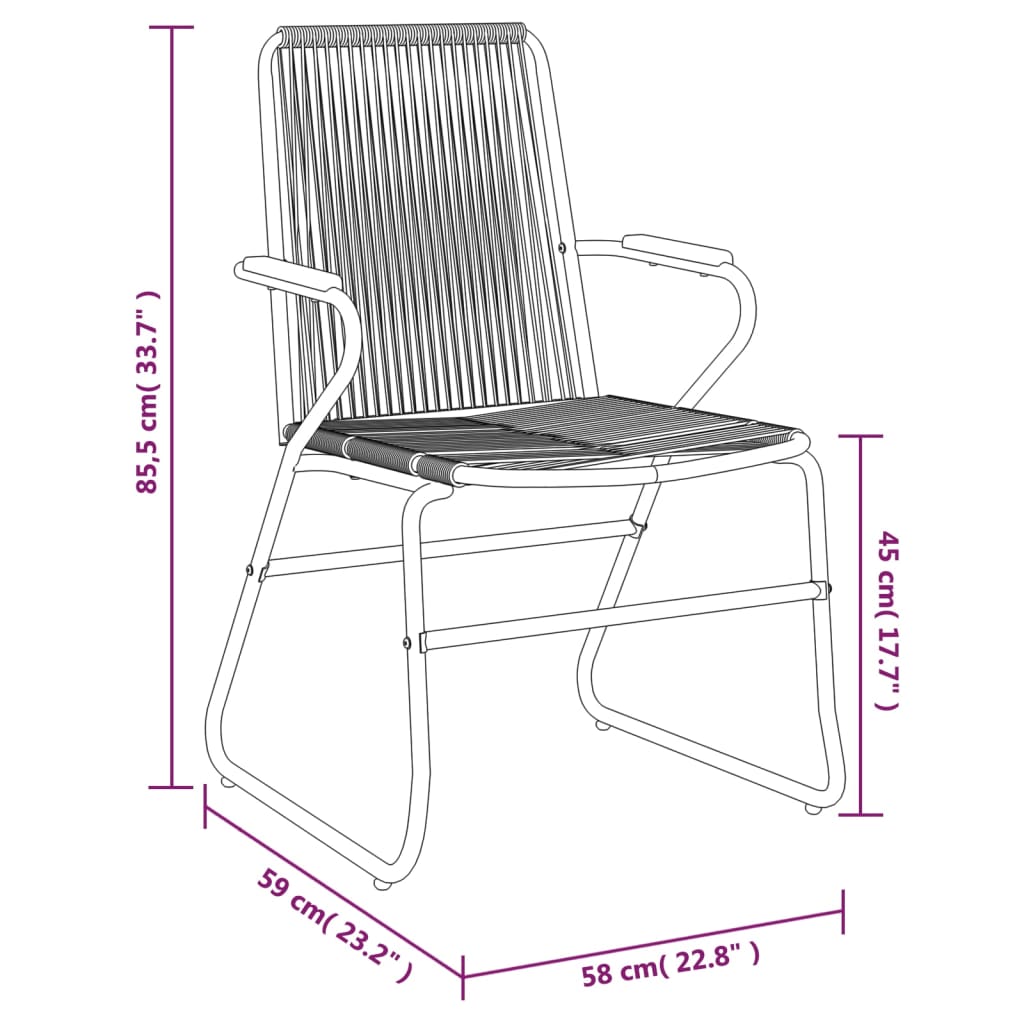 Scaune de grădină, 2 buc., negru, 58x59x85,5 cm, ratan PVC - Lando