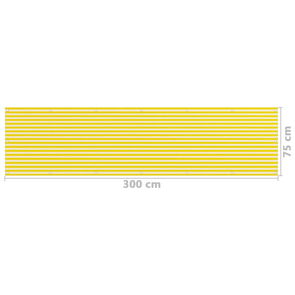 Paravan de balcon, galben și alb, 75x300 cm, HDPE - Lando