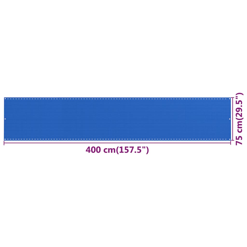 Paravan pentru balcon, albastru, 75x400 cm, HDPE - Lando