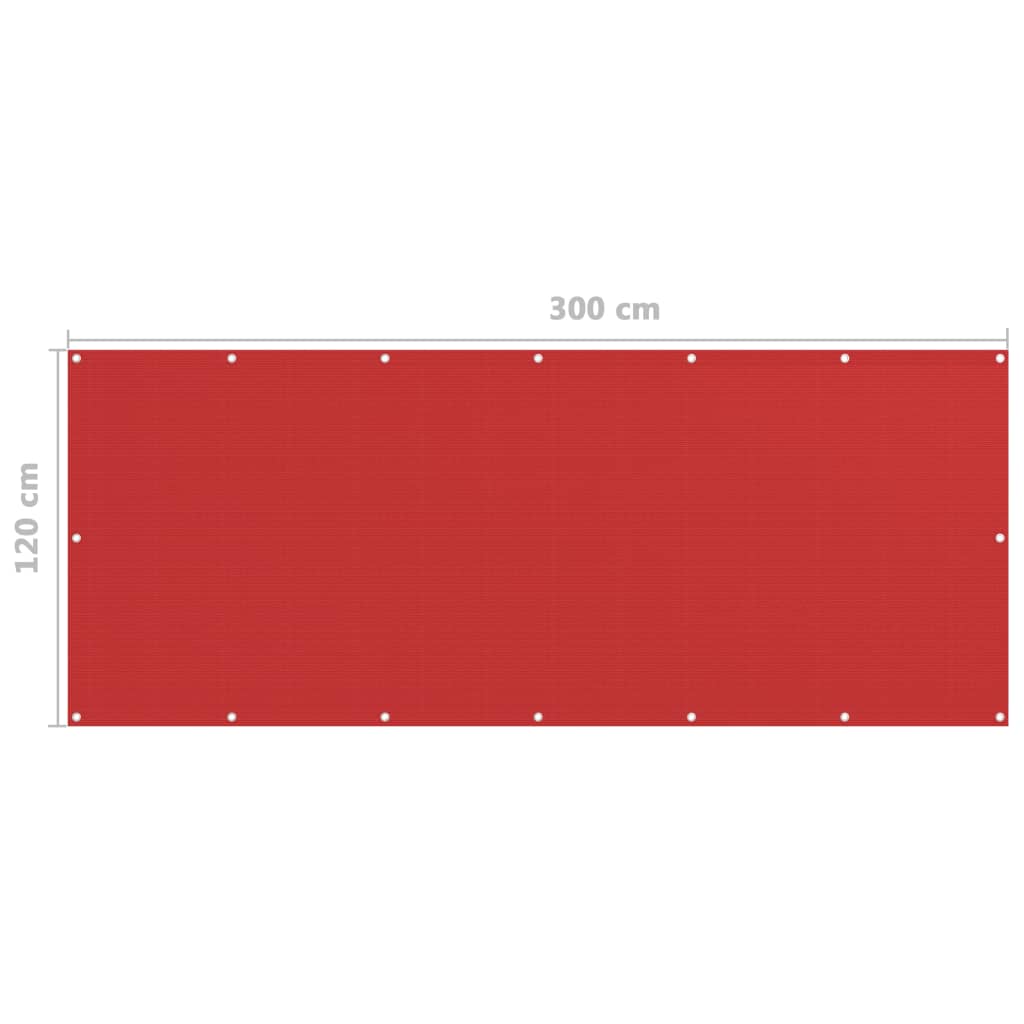 Paravan pentru balcon, roșu, 120 x 300 cm, HDPE - Lando