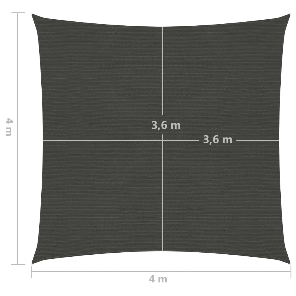 Pânză parasolar, antracit, 4 x 4 m, HDPE, 160 g/m² Lando - Lando