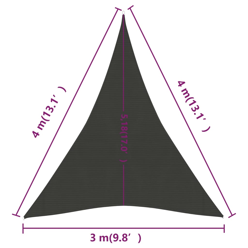 Pânză parasolar, antracit, 3x4x4 m, HDPE, 160 g/m² Lando - Lando