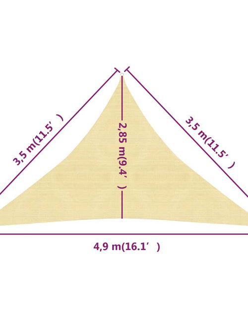 Загрузите изображение в средство просмотра галереи, Pânză parasolar, bej, 3,5x3,5x4,9 m, HDPE, 160 g/m² Lando - Lando
