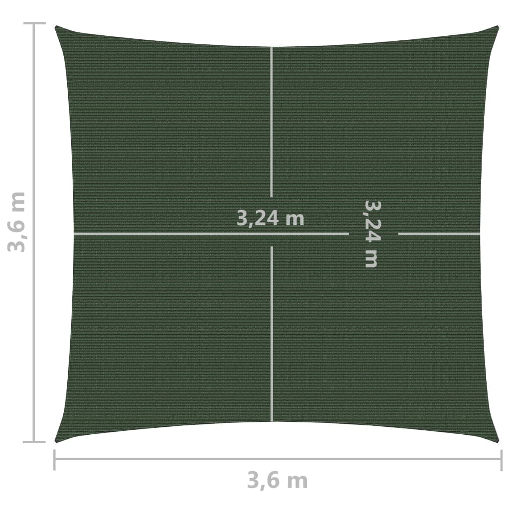 Pânză parasolar, verde închis, 3,6x3,6 m, 160 g / m², HDPE Lando - Lando