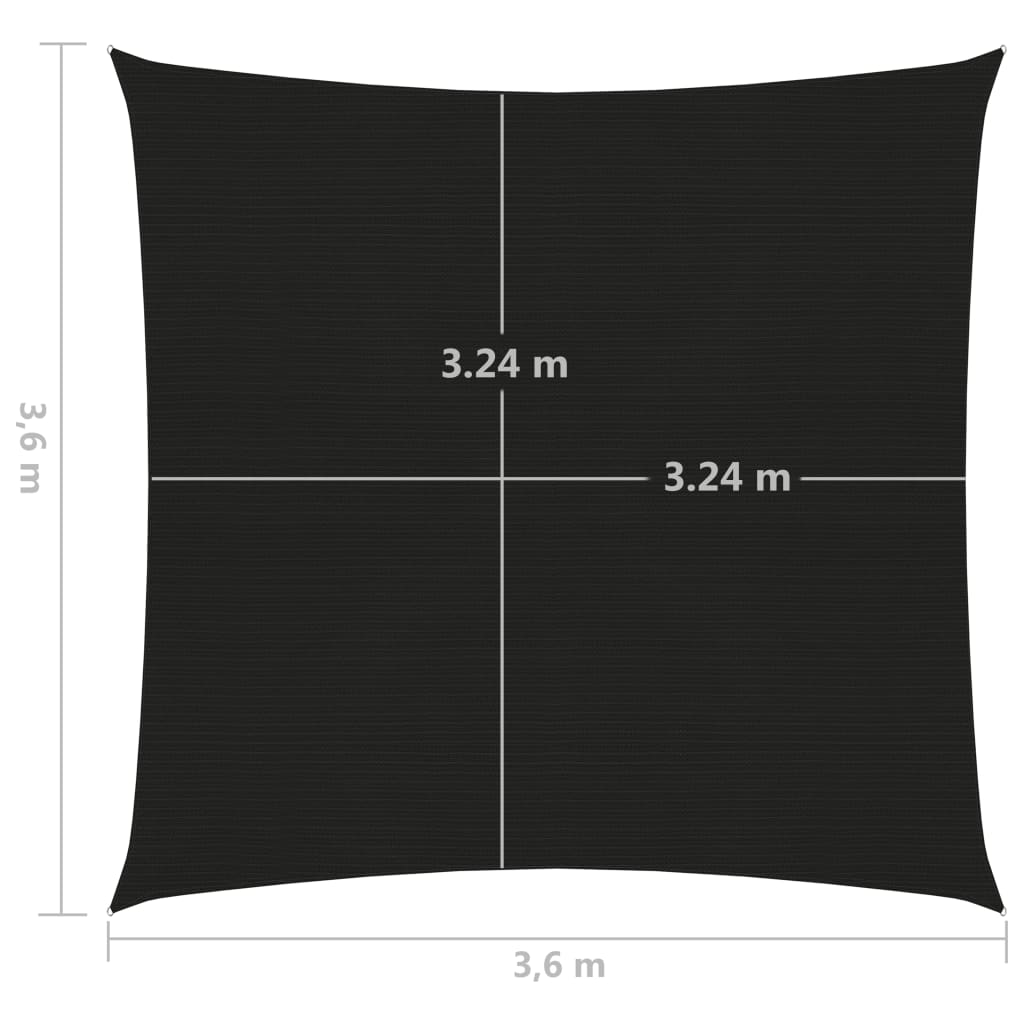 Lando-Pânză parasolar, negru, 3,6 x 3,6 m, HDPE, 160 g/m²- mobila