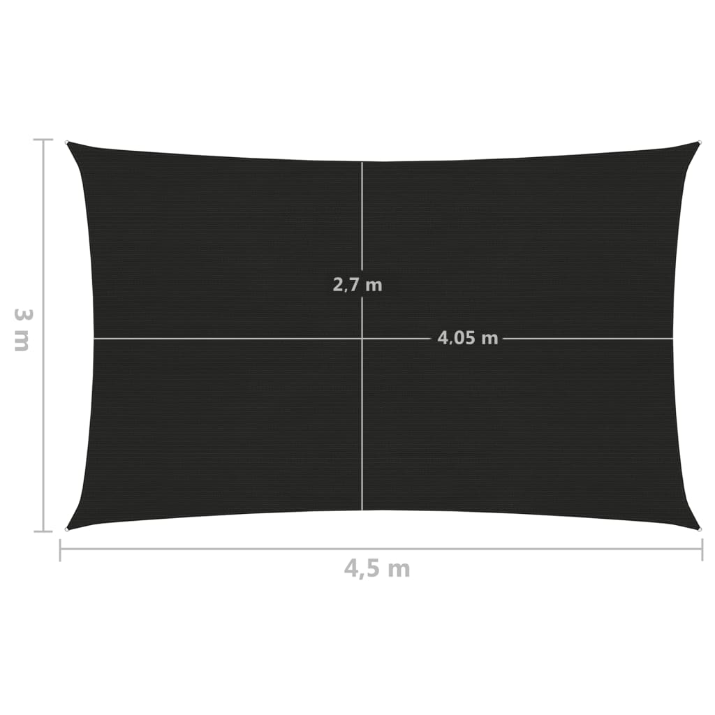 Pânză parasolar, negru, 3x4,5 m, HDPE, 160 g/m² Lando - Lando