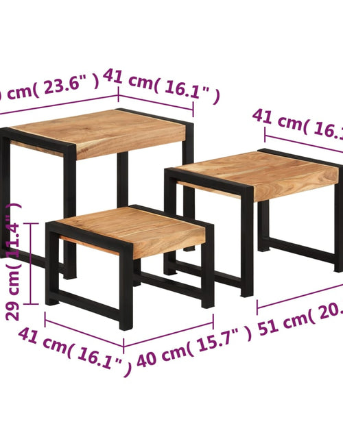 Încărcați imaginea în vizualizatorul Galerie, Mese suprapuse, 3 buc., lemn masiv cu finisaj de sheesham Lando - Lando
