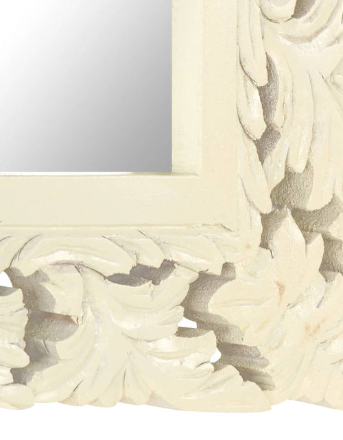 Încărcați imaginea în vizualizatorul Galerie, Oglindă sculptată manual, alb, 50x50 cm, lemn masiv mango Lando - Lando
