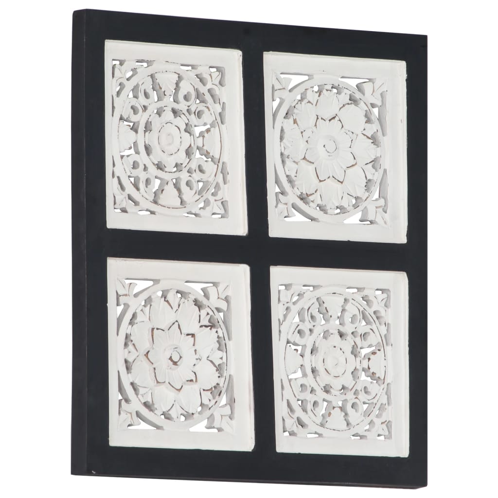 Panouri perete sculptate manual, negru/alb, 40x40x1,5 cm, MDF Lando - Lando