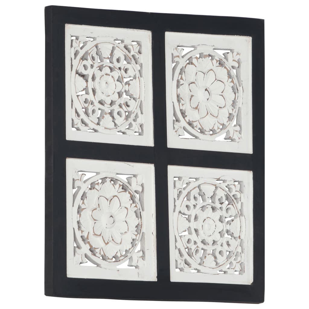 Panouri perete sculptate manual, negru/alb, 40x40x1,5 cm, MDF Lando - Lando