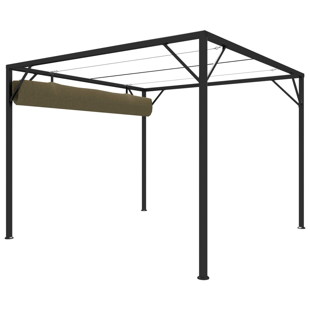 Pavilion grădină, acoperiș retractabil gri taupe 3x3 m 180 g/m² Lando - Lando