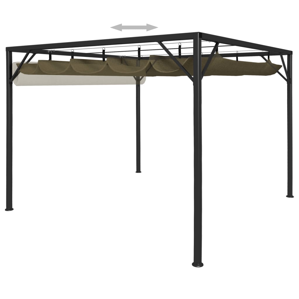 Pavilion grădină, acoperiș retractabil gri taupe 3x3 m 180 g/m² Lando - Lando