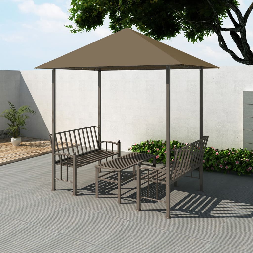 Pavilion grădină masă/bănci, gri taupe, 2,5x1,5x2,4 m, 180 g/m² Lando - Lando