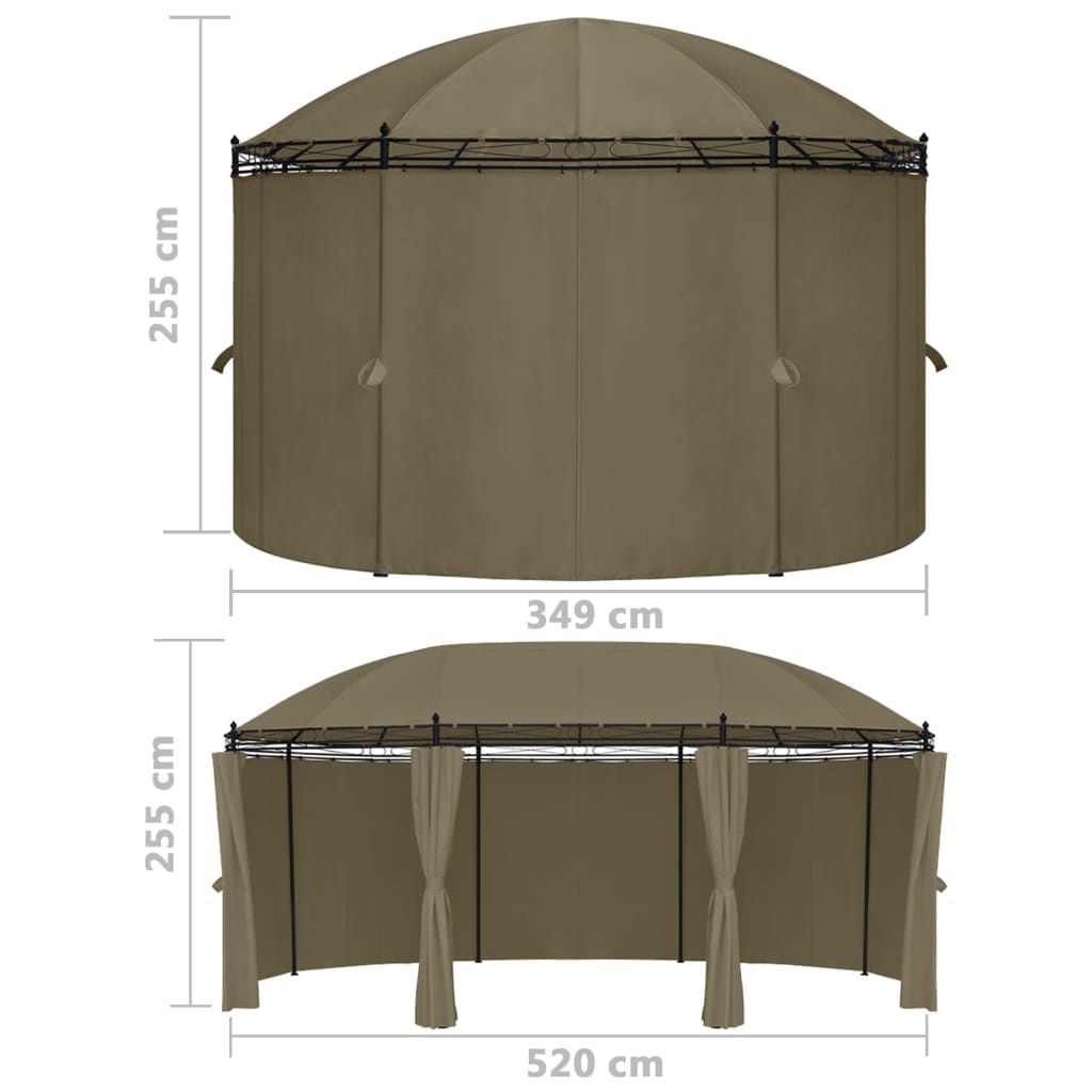 Pavilion cu perdele, gri taupe, 520x349x255 cm, 180 g/m² Lando - Lando