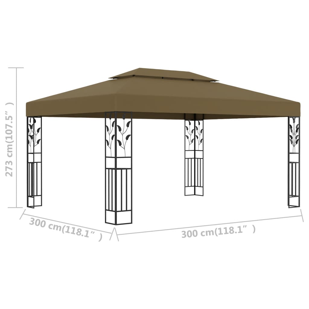 Pavilion cu acoperiș dublu, gri taupe, 3 x 4 m, 180 g/m² Lando - Lando