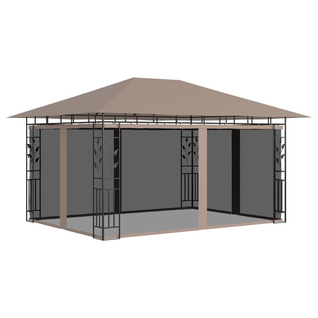 Pavilion cu plasă anti-țânțari, gri taupe, 4x3x2,73 m, 180 g/m² Lando - Lando