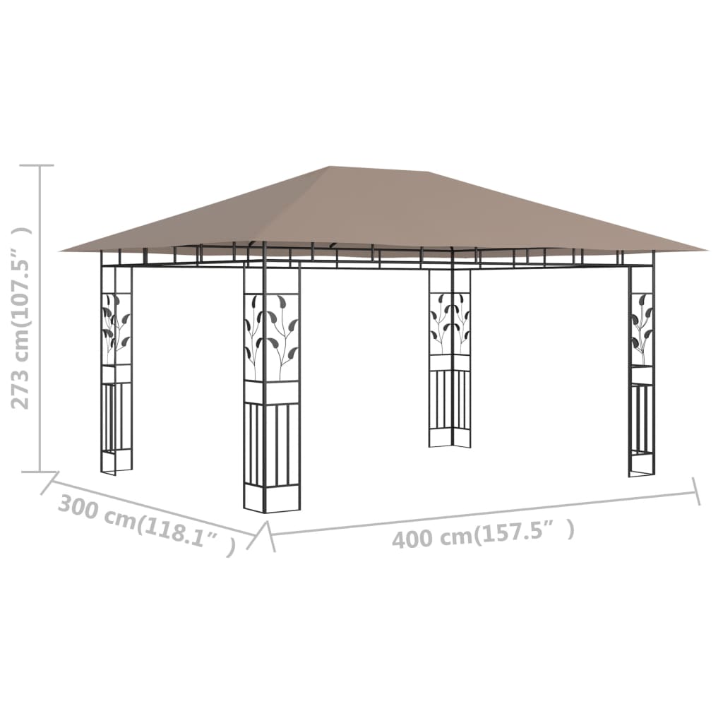 Pavilion cu plasă anti-țânțari, gri taupe, 4x3x2,73 m, 180 g/m² Lando - Lando