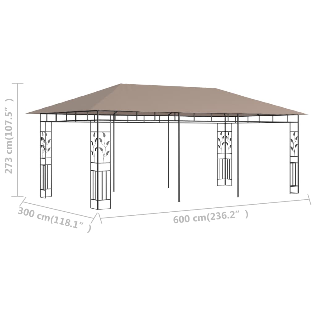 Pavilion cu plasă anti-țânțari, gri taupe, 6x3x2,73 m, 180 g/m² Lando - Lando