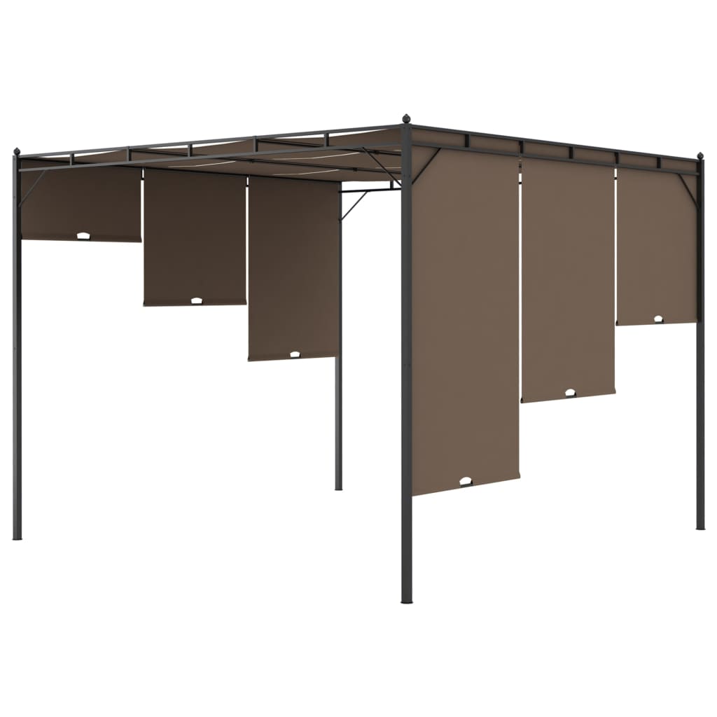 Pavilion de grădină cu perdea laterală, gri taupe, 3x3x2,25 m Lando - Lando