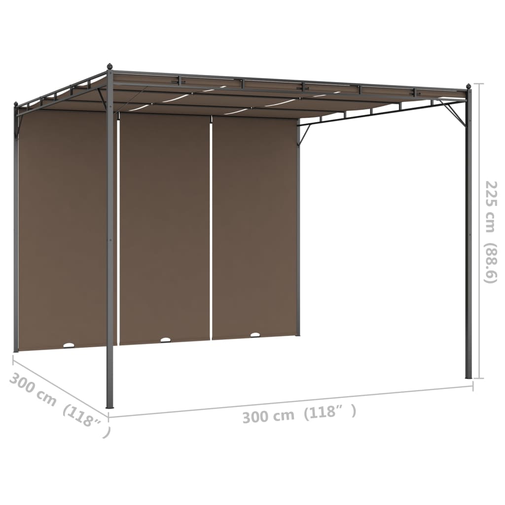 Pavilion de grădină cu perdea laterală, gri taupe, 3x3x2,25 m Lando - Lando