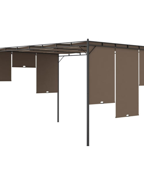 Încărcați imaginea în vizualizatorul Galerie, Pavilion de grădină cu perdea laterală, gri taupe, 4x3x2,25 m Lando - Lando

