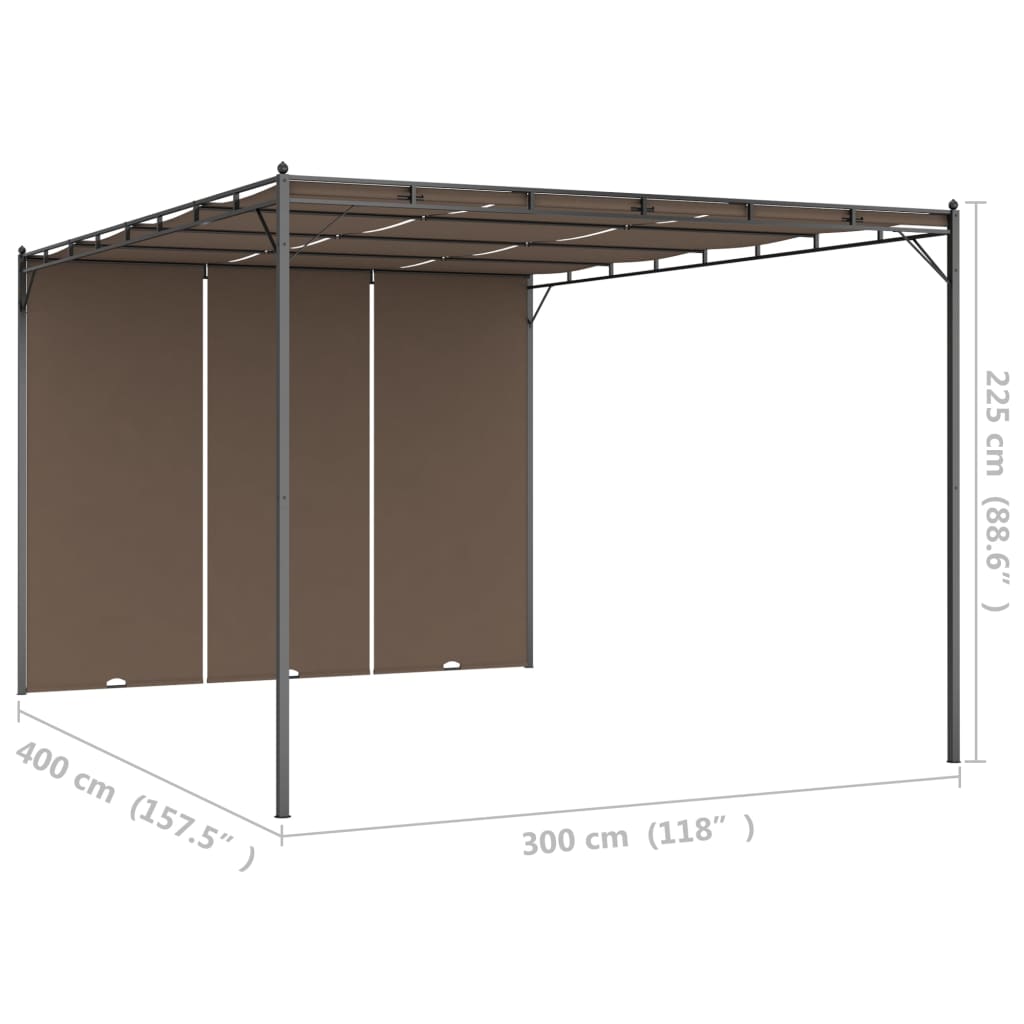 Pavilion de grădină cu perdea laterală, gri taupe, 4x3x2,25 m Lando - Lando