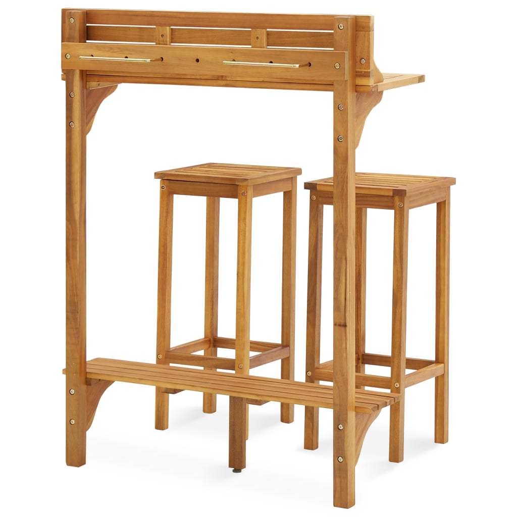 Set mobilier bar de balcon, 3 piese, lemn masiv de acacia - Lando