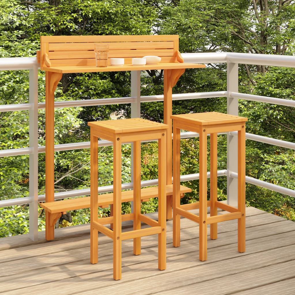 Set mobilier bar de balcon, 3 piese, lemn masiv de acacia - Lando