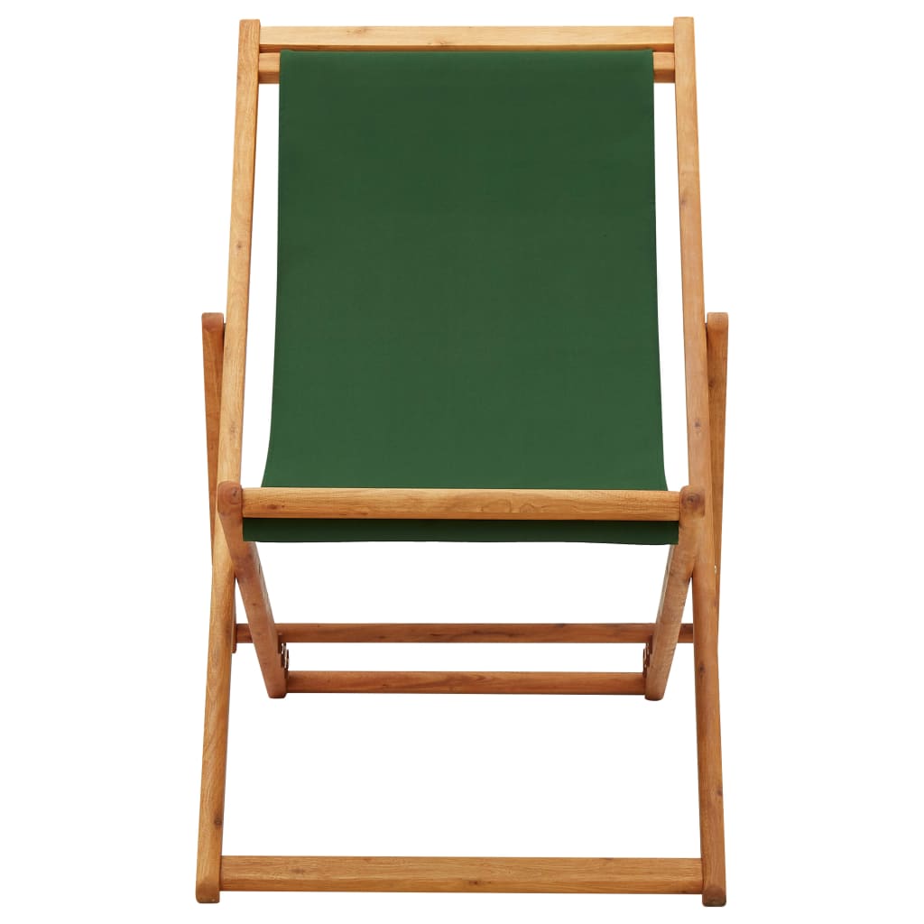 Scaun de plajă pliabil, verde, lemn de eucalipt și țesătură - Lando