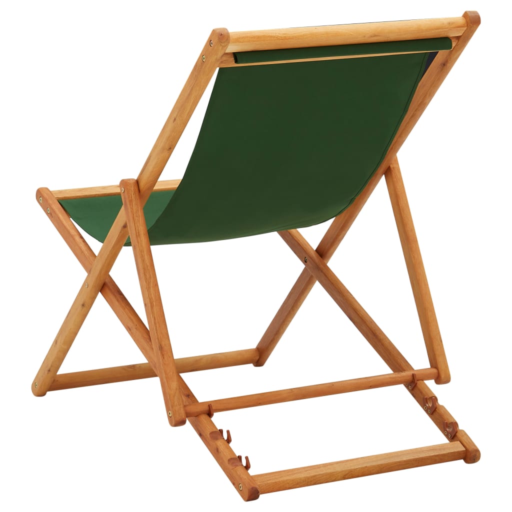 Scaun de plajă pliabil, verde, lemn de eucalipt și țesătură - Lando