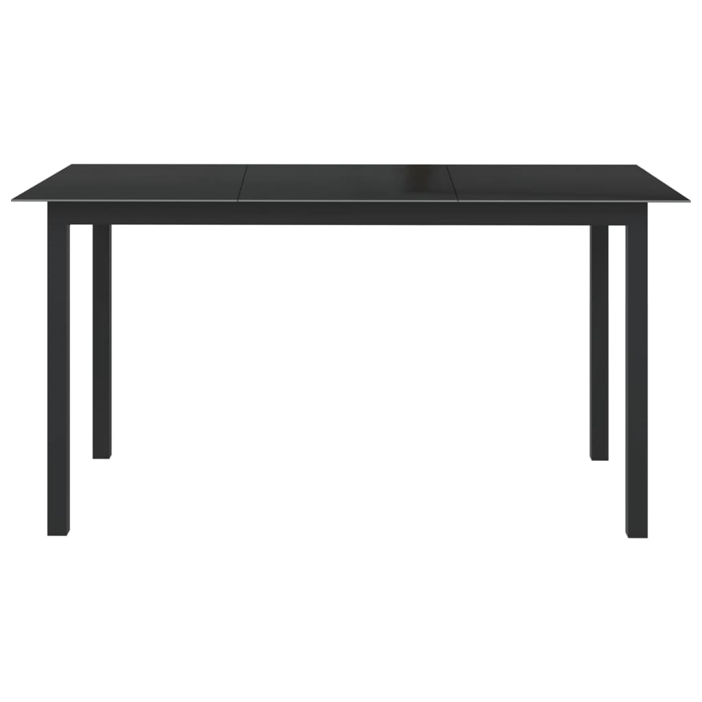 Masă de grădină, negru, 150x90x74 cm, aluminiu și sticlă