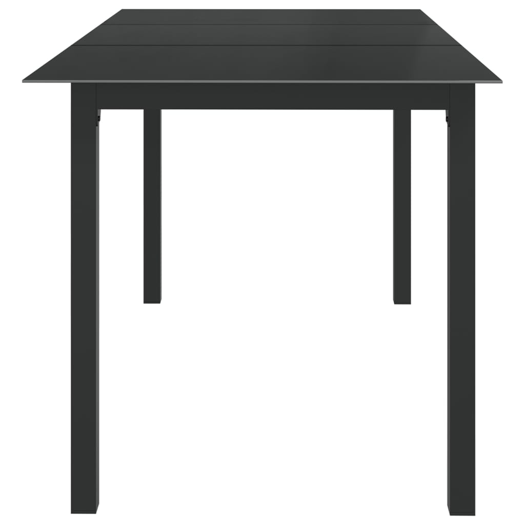 Masă de grădină, negru, 150x90x74 cm, aluminiu și sticlă