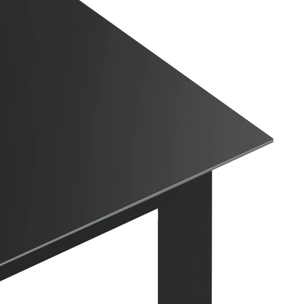 Masă de grădină, negru, 150x90x74 cm, aluminiu și sticlă