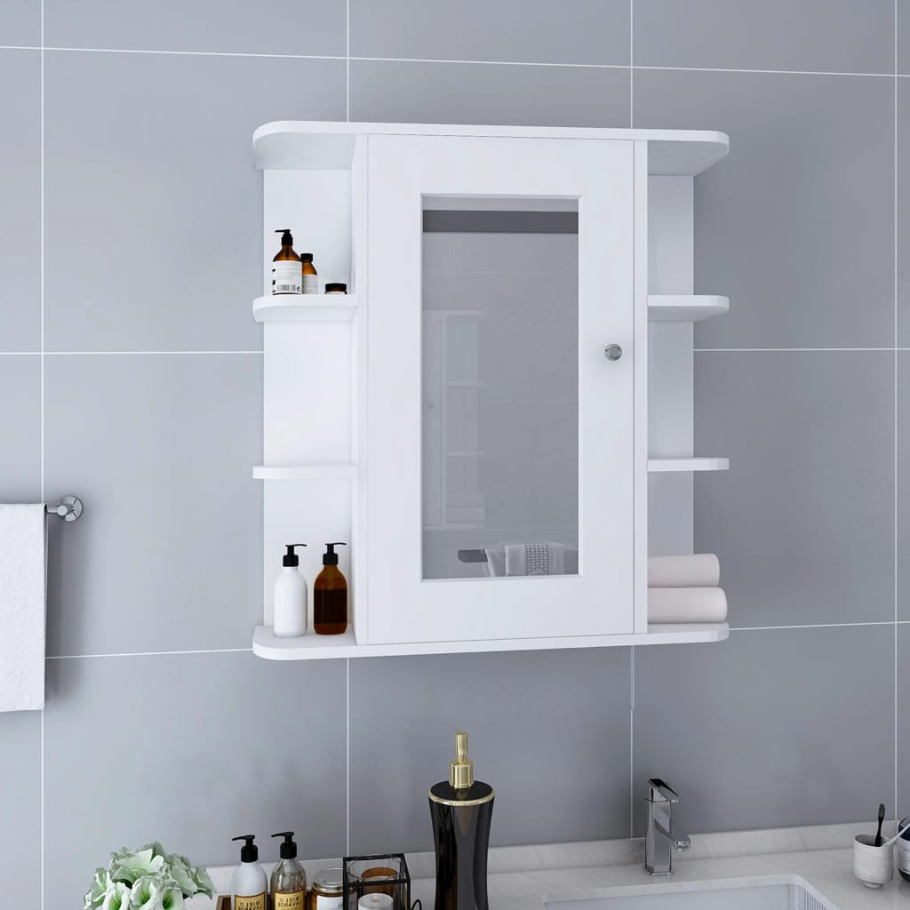Dulap de baie cu oglindă, alb, 66x17x63 cm, MDF Lando - Lando
