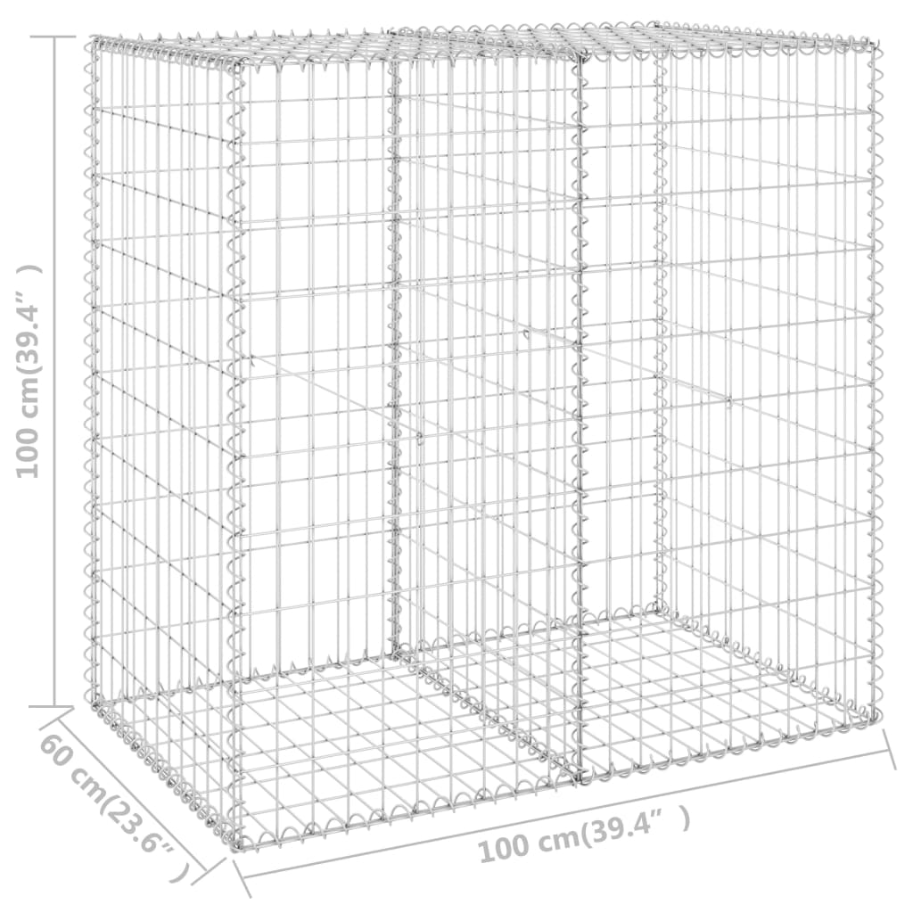 Perete gabion cu capace, 100 x 60 x 100 cm, oțel galvanizat Lando - Lando