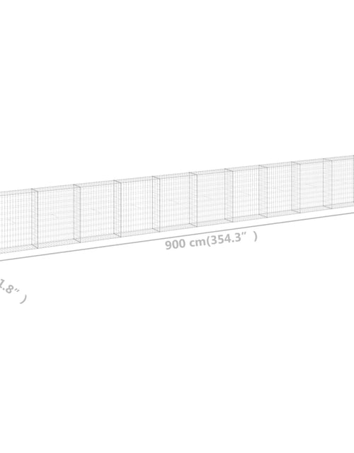 Загрузите изображение в средство просмотра галереи, Perete gabion cu capace, 900 x 30 x 100 cm, oțel galvanizat Lando - Lando
