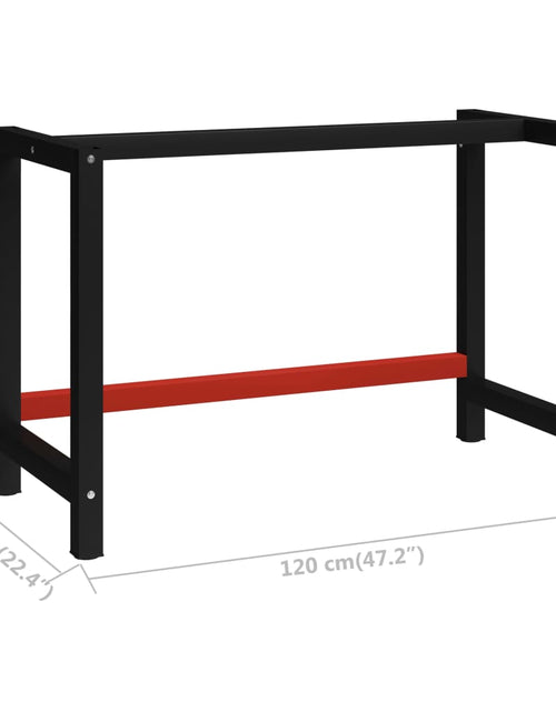 Загрузите изображение в средство просмотра галереи, Cadru metalic banc de lucru, 120x57x79 cm, negru și roșu Lando - Lando
