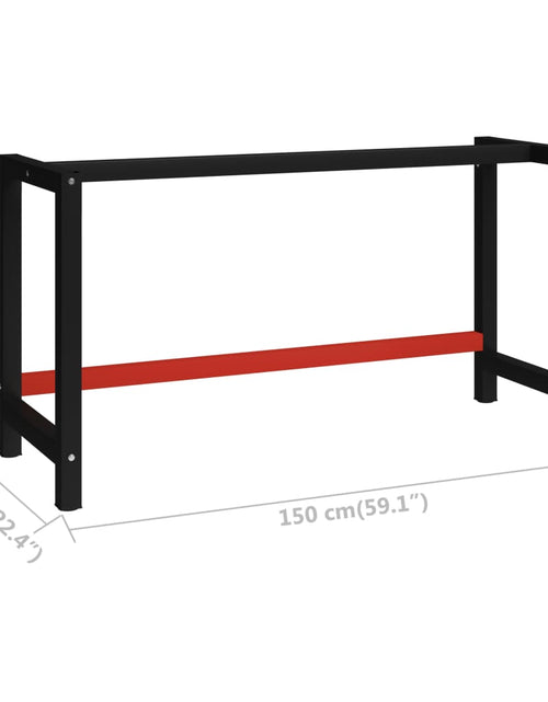 Загрузите изображение в средство просмотра галереи, Cadru metalic banc de lucru, 150x57x79 cm, negru și roșu - Lando
