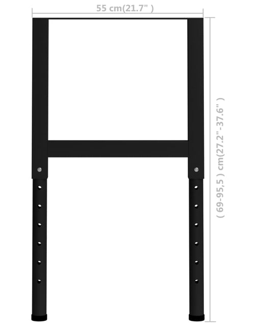 Загрузите изображение в средство просмотра галереи, Cadre banc lucru reglabile 2 buc. negru 55x(69-95,5) cm metal Lando - Lando
