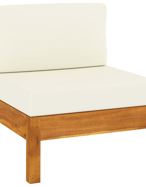 Încărcați imaginea în vizualizatorul Galerie, Canapea de mijloc cu perne alb/crem, 2 buc., lemn masiv acacia - Lando
