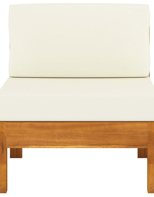 Încărcați imaginea în vizualizatorul Galerie, Canapea de mijloc cu perne alb/crem, 2 buc., lemn masiv acacia - Lando
