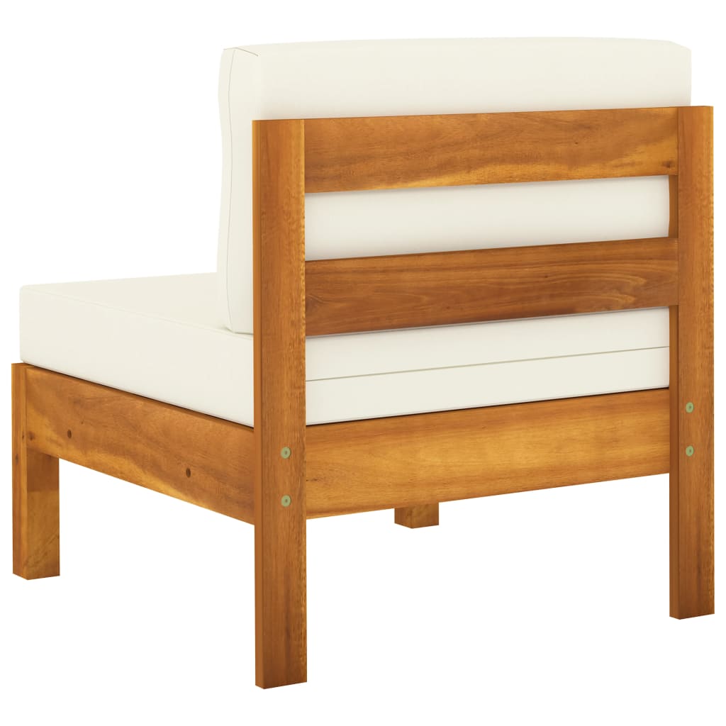 Canapea de mijloc cu perne alb/crem, 2 buc., lemn masiv acacia - Lando