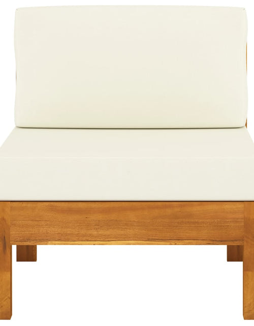 Încărcați imaginea în vizualizatorul Galerie, Canapea de mijloc cu perne alb crem, lemn masiv de acacia - Lando
