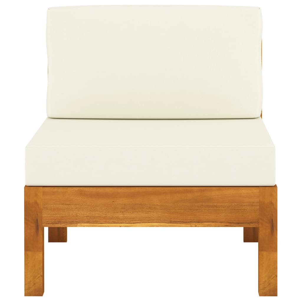 Canapea de mijloc cu perne alb crem, lemn masiv de acacia - Lando