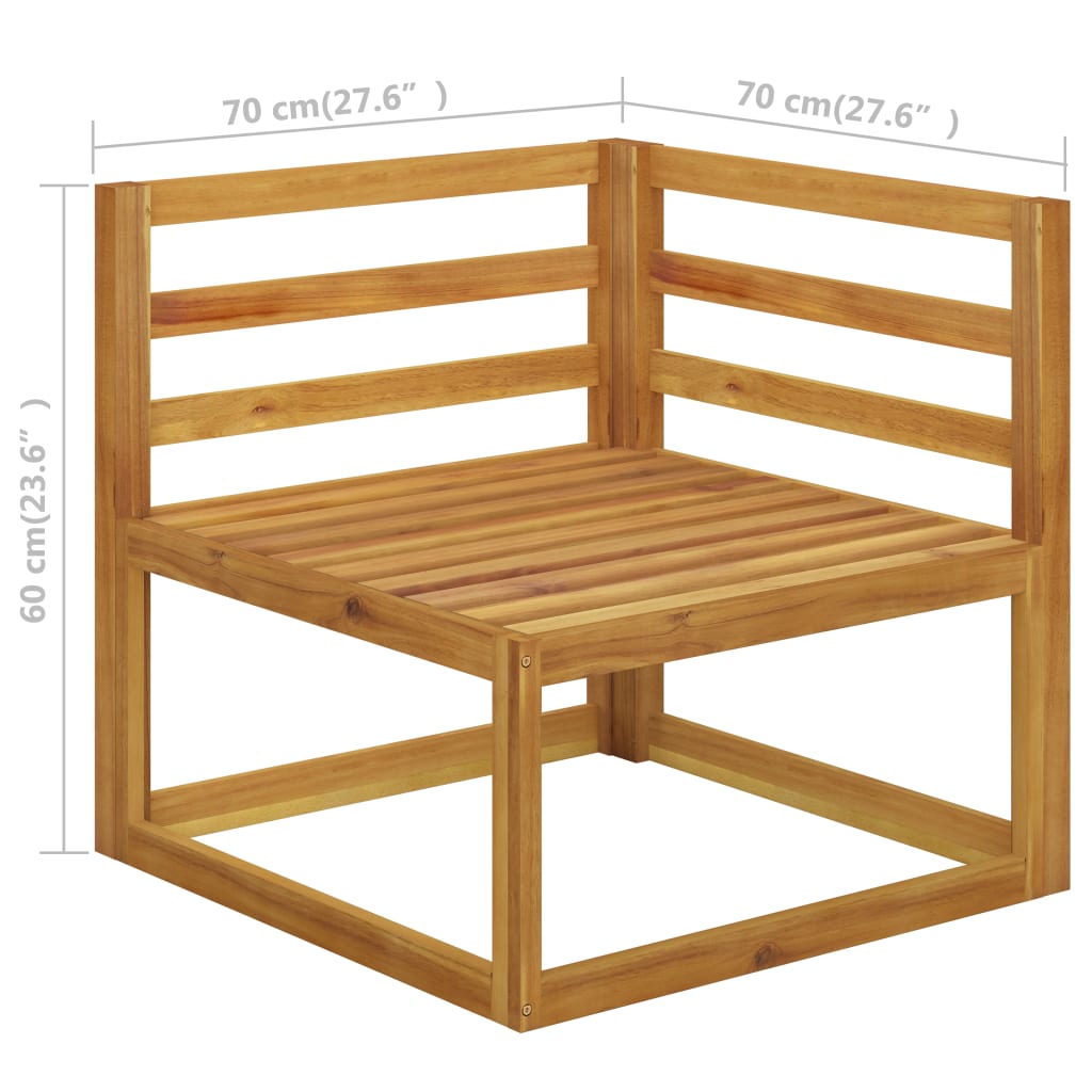 Set canapea 2 piese cu perne gri închis, lemn masiv de acacia - Lando