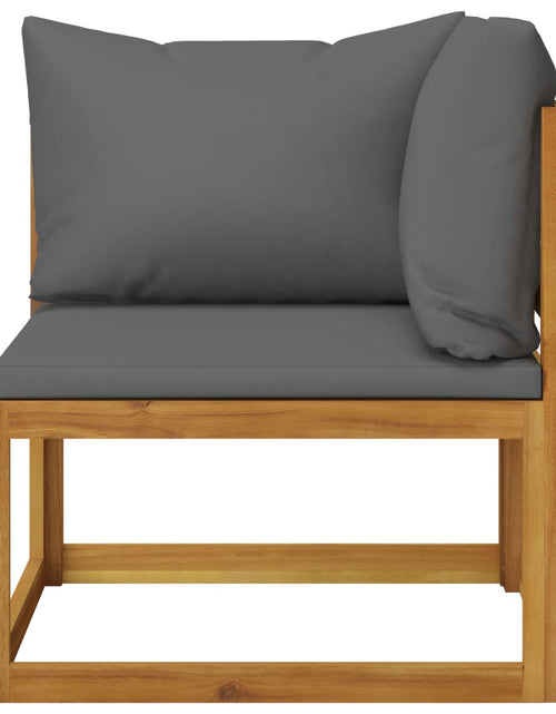 Încărcați imaginea în vizualizatorul Galerie, Set canapea 2 piese cu perne gri închis, lemn masiv de acacia - Lando
