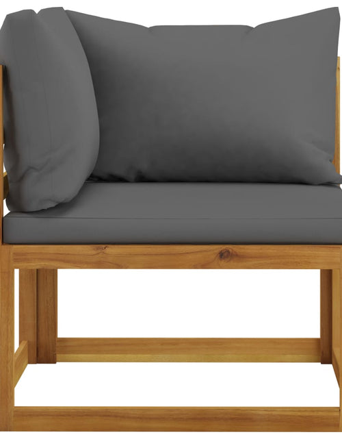 Încărcați imaginea în vizualizatorul Galerie, Set canapea 2 piese cu perne gri închis, lemn masiv de acacia - Lando
